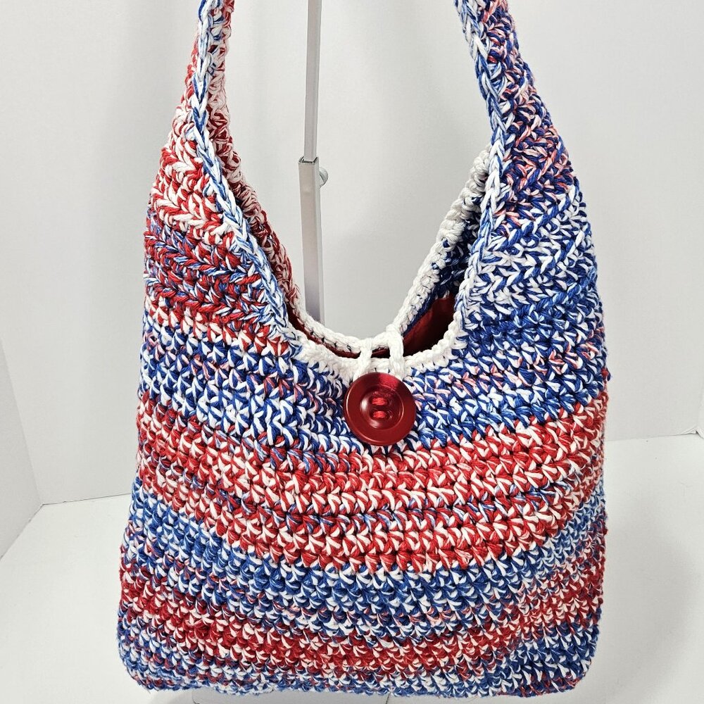 Crochet Red White and Blue Tote